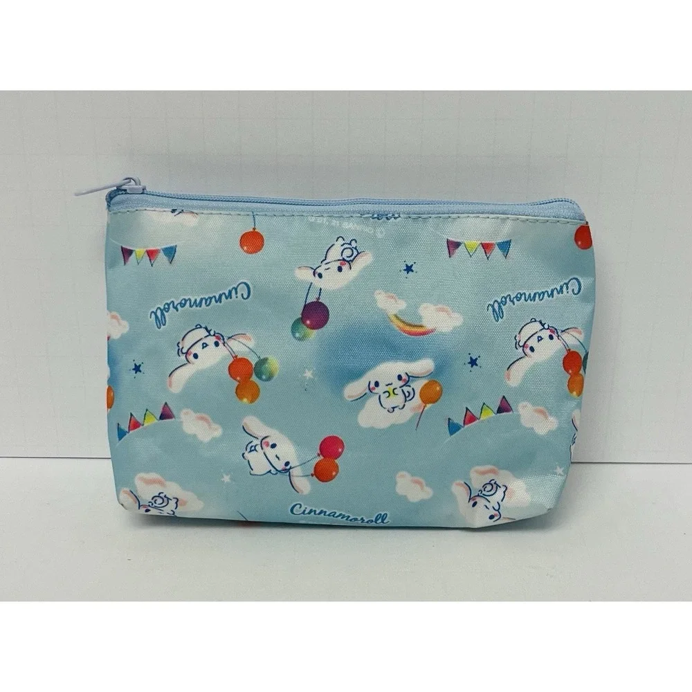 Sanrio Cinnamoroll Blue Zipper Pouch Kawaii Balloon Sky Print Makeup Bag 7x4.5in